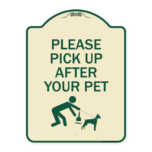Signmission Designer Series-Please Pick Up After Your Pet Tan & Green, 24" x 18", TG-1824-9786 A-DES-TG-1824-9786 - main